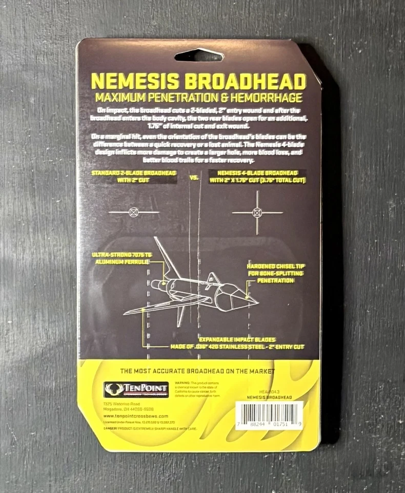 TenPoint Nemesis Expandable Broadhead 4 Blade 100 Grain 3 Pack New - Image 2 of 2