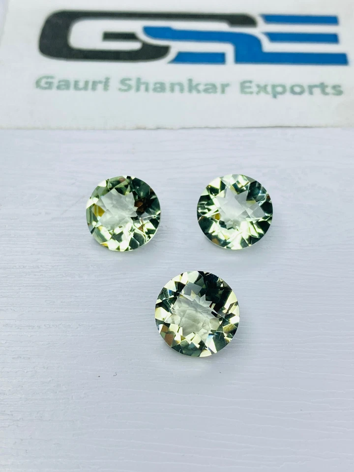 Green Amethyst Faceted Round Checkerboard Cut Loose Gemstone 6x6mm to 12x12mm DG - Image 4 of 4
