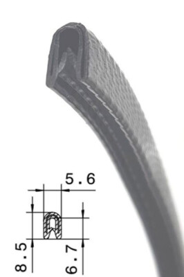 KS0-1S Kantenschutzprofil Kantenschutz für Blech 0-1mm schwarz Kederband PVC