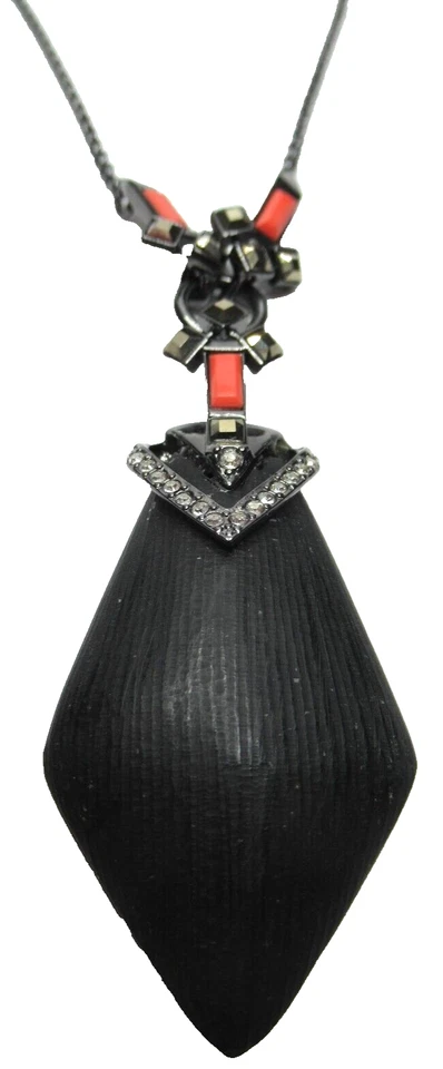 Collar ALEXIS BITTAR Gris Esmerilado Lucita Naranja y Dorado Estrás Foto 4 de 4