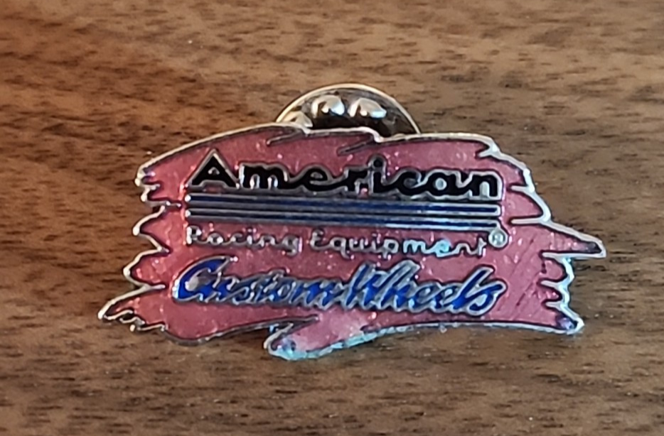 Vintage PIN American Racing Equipment Custom Wheels Lapel Hat Logo 1990s Red-image