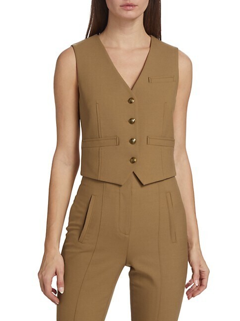 NEW Veronica Beard Bennett Wool-Blend Vest in Camel size 10 #SJ189