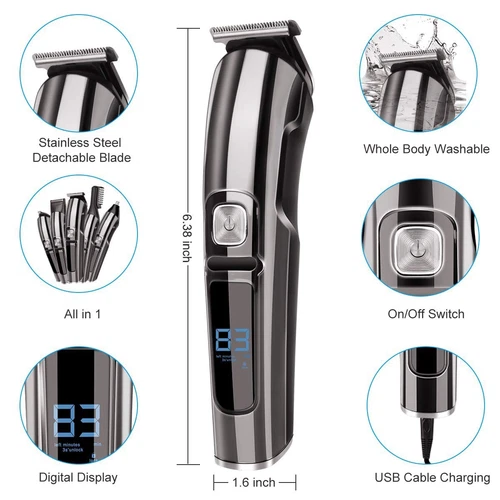 Cordless Men's Professional Electric Barber Hair Trimmer Clipper Body Beard Kit - Picture 4 of 10