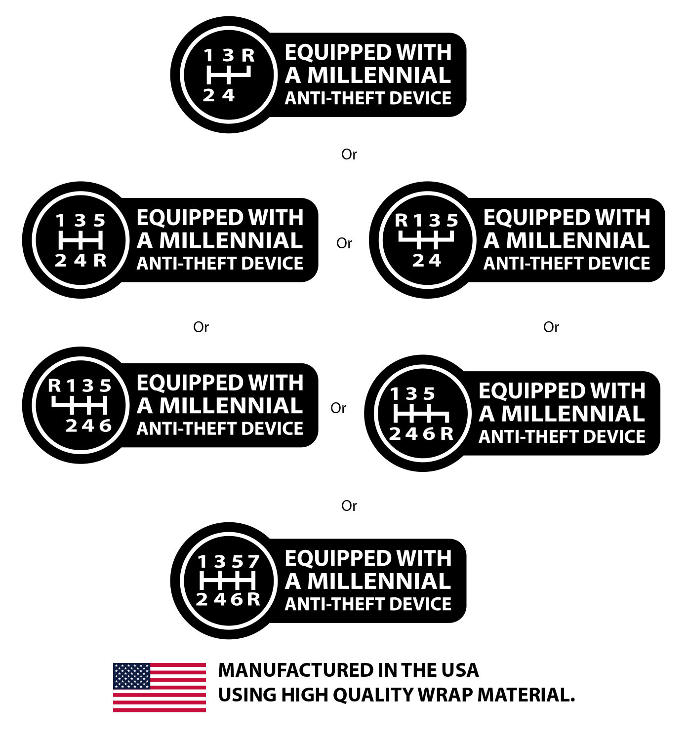 Equipped With A Millennial AntiTheft Device Sticker manual stick shift