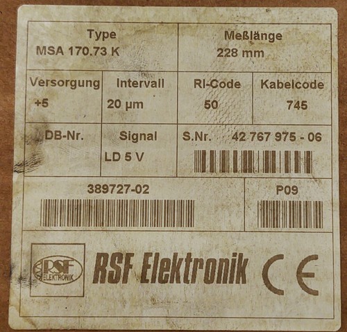 RSF Elektronik 42676975 MSA170.73K Linear Encoder - Picture 2 of 10