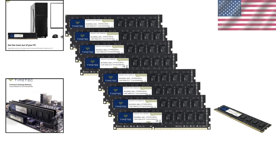 1600MHz DDR3 64GB RAM - Non-ECC, Dual Voltage Desktop Memory Modules - Image 2 of 4