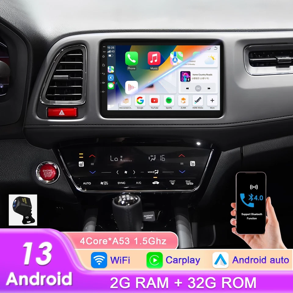 9" Für 2015-20 Honda HRV/XRV/Vezel Autoradio Android 13 GPS 32GB CarPlay BT KAM