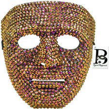 Rhinestone Krump Dance Mime Masquerade Mask Full Face Mask Iridescent Rainbow Ma