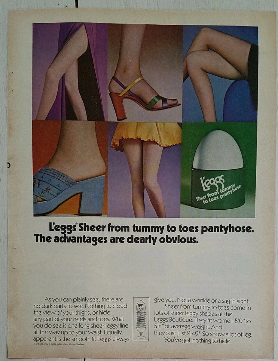 1974 womens Leggs sheer Hosiery stockings from tummy to toes pantyhose ad