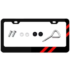 1x For Dodge Charger Durango Red Car License Plate Frame Black Metal Cover