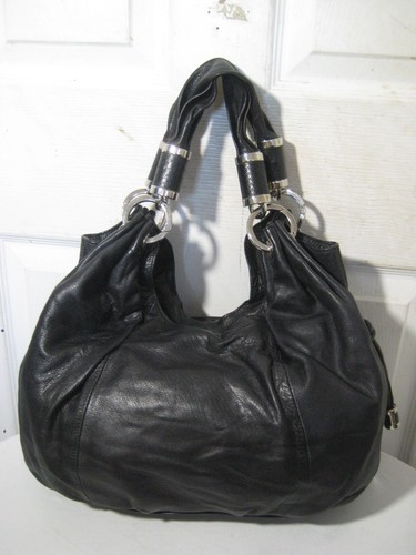 Michael Kors Black Leather hobo purse with Python trim - Picture 4 of 23