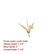 DHORCAS (#17G) Quartz Clock kit, 1/4",1/2",3/4", 1" thread motor GOLD 1.25" hand