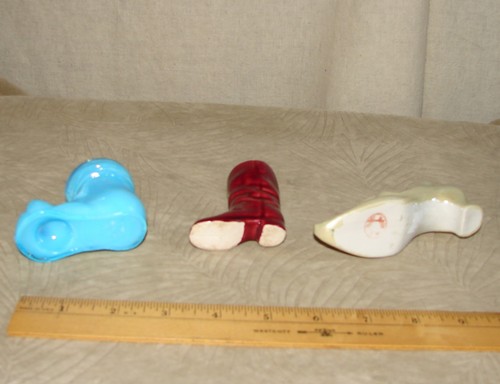 Lot of 3 Vintage SHOE & BOOT Figurines / Toothpick Holders, Degenhart,Germany - Picture 4 of 10