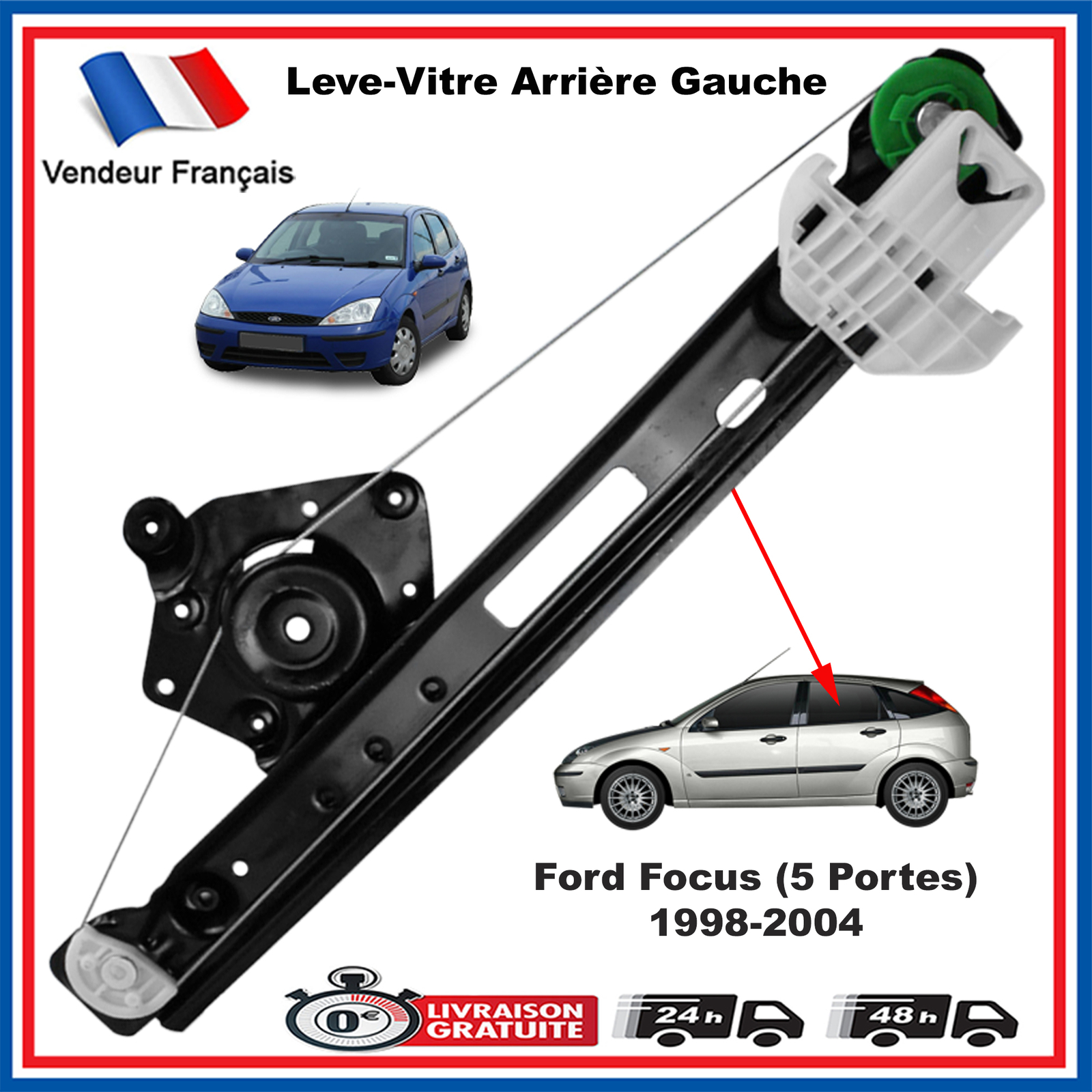 Lève-vitre arrière gauche Ford Focus bloqué mécanisme de rechange 1138204