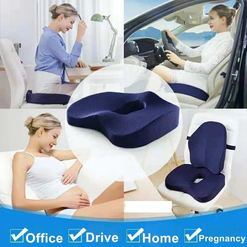 Soft Memory Foam Coccyx Seat Cushion Support Pillow Sciatica Pain Relief  Car Office Chair 