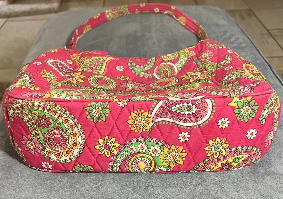 Bella Taylor Pink Paisley Quilted Cotton Large Purse Handbag Shoulder Bag - Image 3 of 4