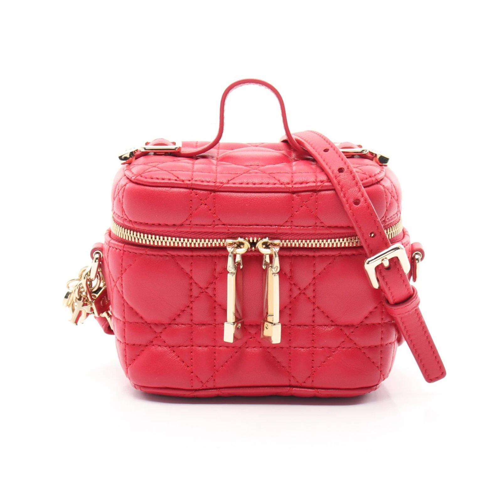 Sac bandoulière Christian Dior Lady Dior Micro Vanity Cannage main S0918ONMJ rouge