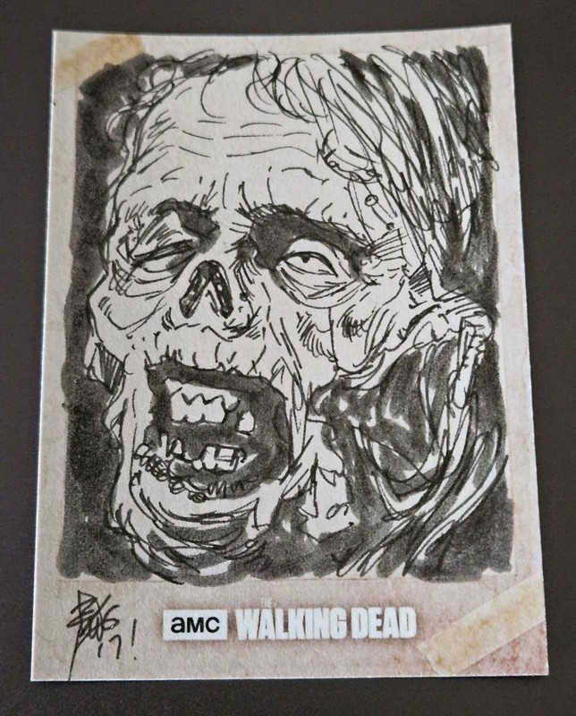 2017 Topps Walking Dead Evolution WALKER ZOMBIE Sketch Art Card By Brian Kong