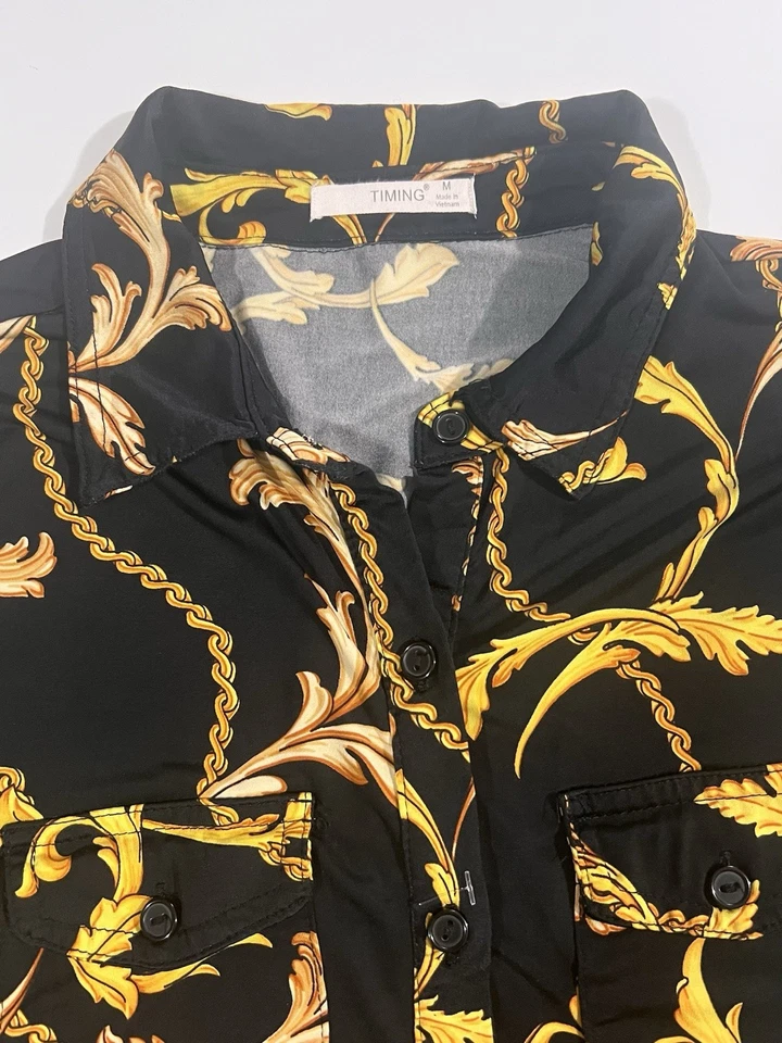 Женские карманы на пуговицах Timing с принтом в черной и золотой цепочке размер M - Изображение 3 из 4