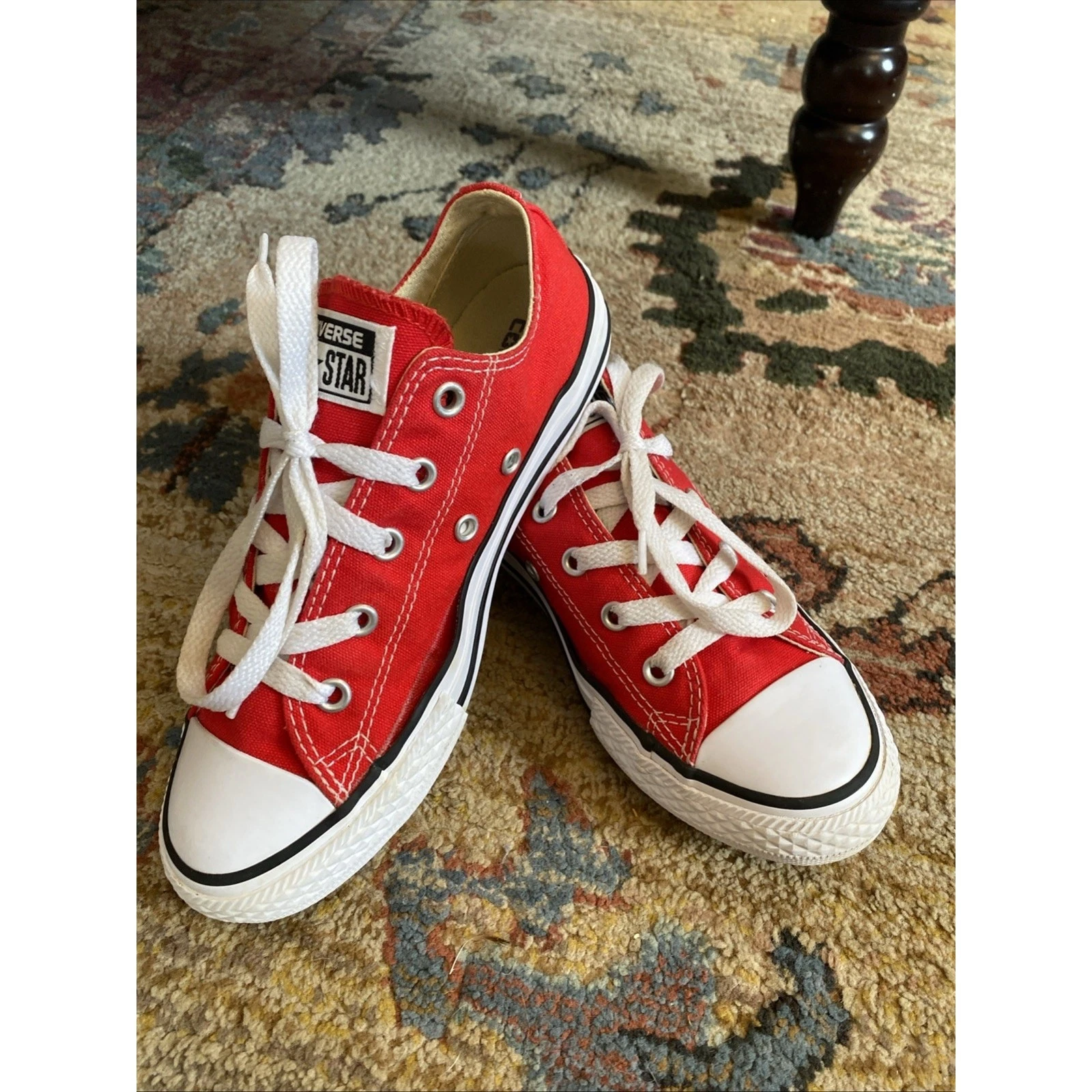 Sneakers basse CONVERSE All Star rosse giovani bambina ragazzo taglia 2 33 5