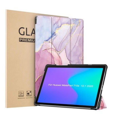 Tablet Schutzhülle für Huawei MatePad T10s 10.1 2020 Hülle Cover Marmor 9H Glas