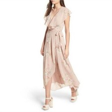 WAYF Palermo pink Wrap Floral Maxi Dress medium