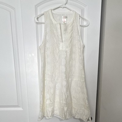 Esley White Lace Shift Dress Sleeveless M | eBay