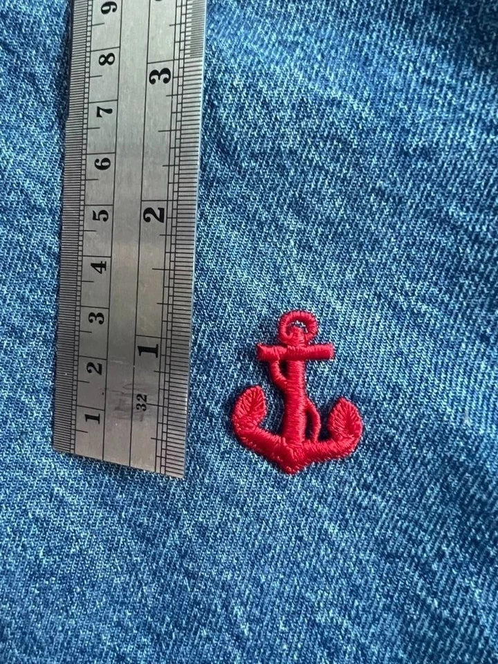 Small Red Anchor Embroidered Patch | Nautical Sew-On Iron-Free Badge - Image 3 of 3