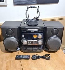 Philips FW-P750 Mini HiFi Stereo System 3 CD Tape Remote Speakers Aerial Mint!