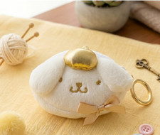 Sanrio Characters Official Plush Gold Pompompurin Mini Pouch Key ring Bag charm