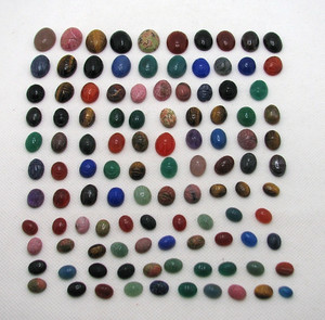 Vintage Lot of 110 Loose Double-Side Carved Scarab Beetle Semiprecious Gemstones
