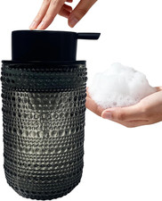 Foaming Soap Dispenser, Refillable Clear Glass Pump Bottle, 13.5 Fl Oz Vintage F