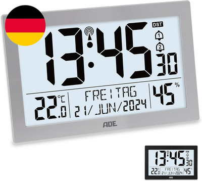 ADE Digitale Funkuhr Mit Großem Xl-Display | Kalender | Mit Temperaturanzeige & 