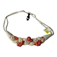 80s Vintage Braided Nylon White/Red/Orange Rope Belt Sz Small Medium