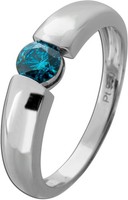 SolitäRring Platin 950 Blauer Diamant 0.50Ct Spannring