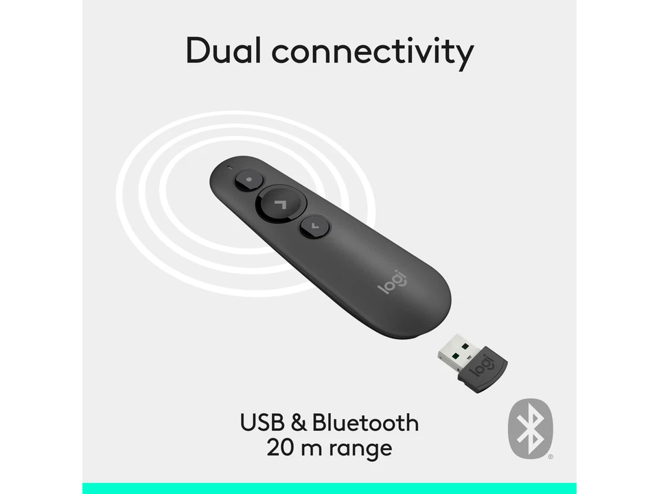Logitech R500s Laser Presentation Remote, Bluetooth, USB-A Receiver, - Image 4 of 4