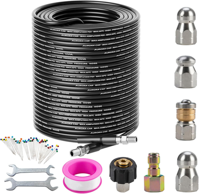 #ad Sewer Jetter Kit for Pressure Washer 150Ft，Drain Cleaner Hose 1 4 Inch NPT Corne $75.77