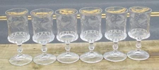 EAPG CLEAR  "DAKOTA"  with ETCHED   "FERN & BERRY"  set of  (6)  FTD. GOBLETS