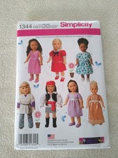 Simplicity 1344 18" Doll Clothes 7 Various Designs and Accessories Uncut