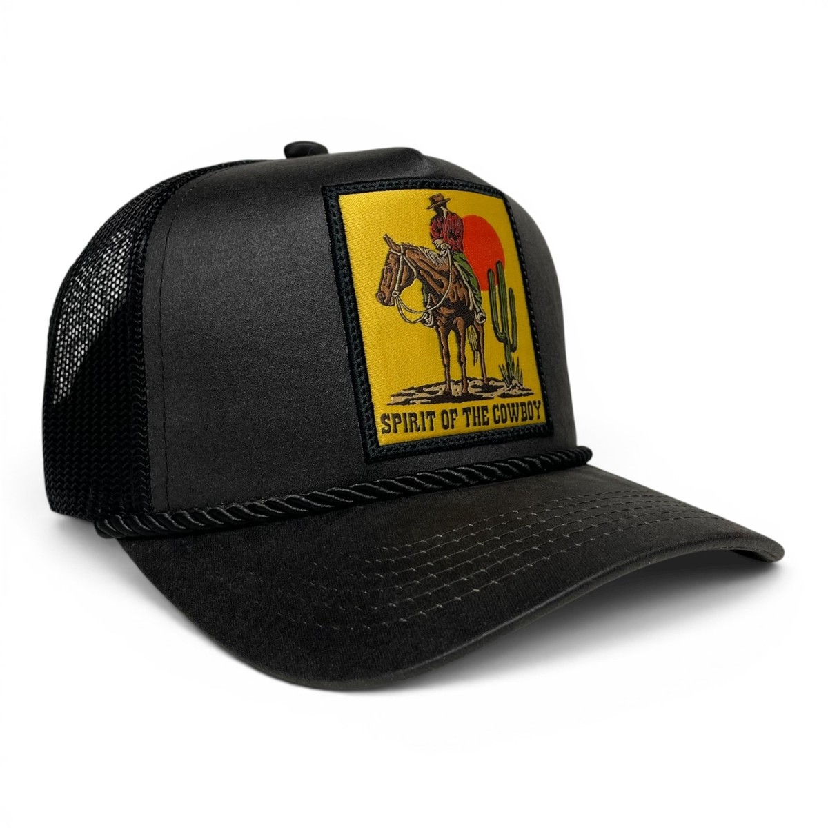 NWT OTTO Black Snapback Trucker Hat with Horse And Yee Haw, Embroidered Patches Horse Embroidery Snapback Trucker Hat Black | Mercari main image 4