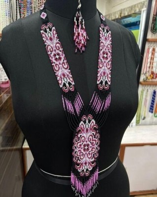 Handmade Seed Bead Necklace American Style Necklace Boho Beaded Necklace earring