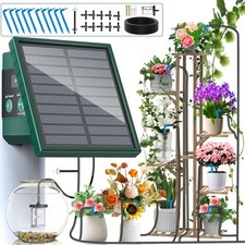 Solar Drip Irrigation Kit for Outdoor, Balcony W/ 10m Water Hose and 10 Drippers