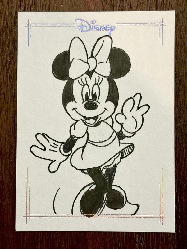🔥MINNIE MOUSE 1/1  AUTO  2026 Topps Disney Neon Signed Sketch Black & White🔥