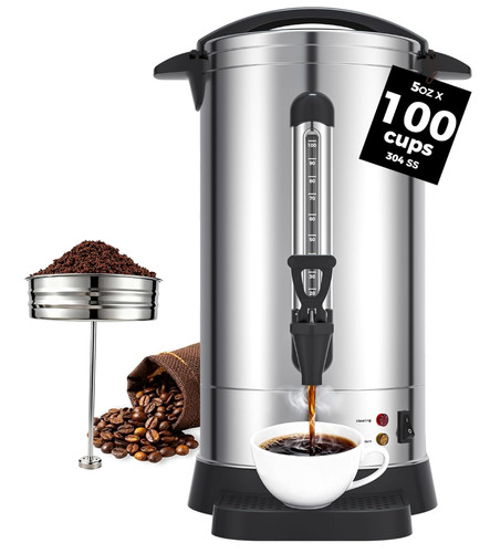 *DAMAGED* DOSTBA 1500W Commercial Coffee Urn 100 Cup 5L Large Percolator Pot