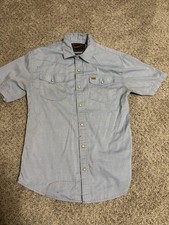 Howler Brothers Shirt Mens Small Blue Short Sleeve Western H Bar B Pearl Snap