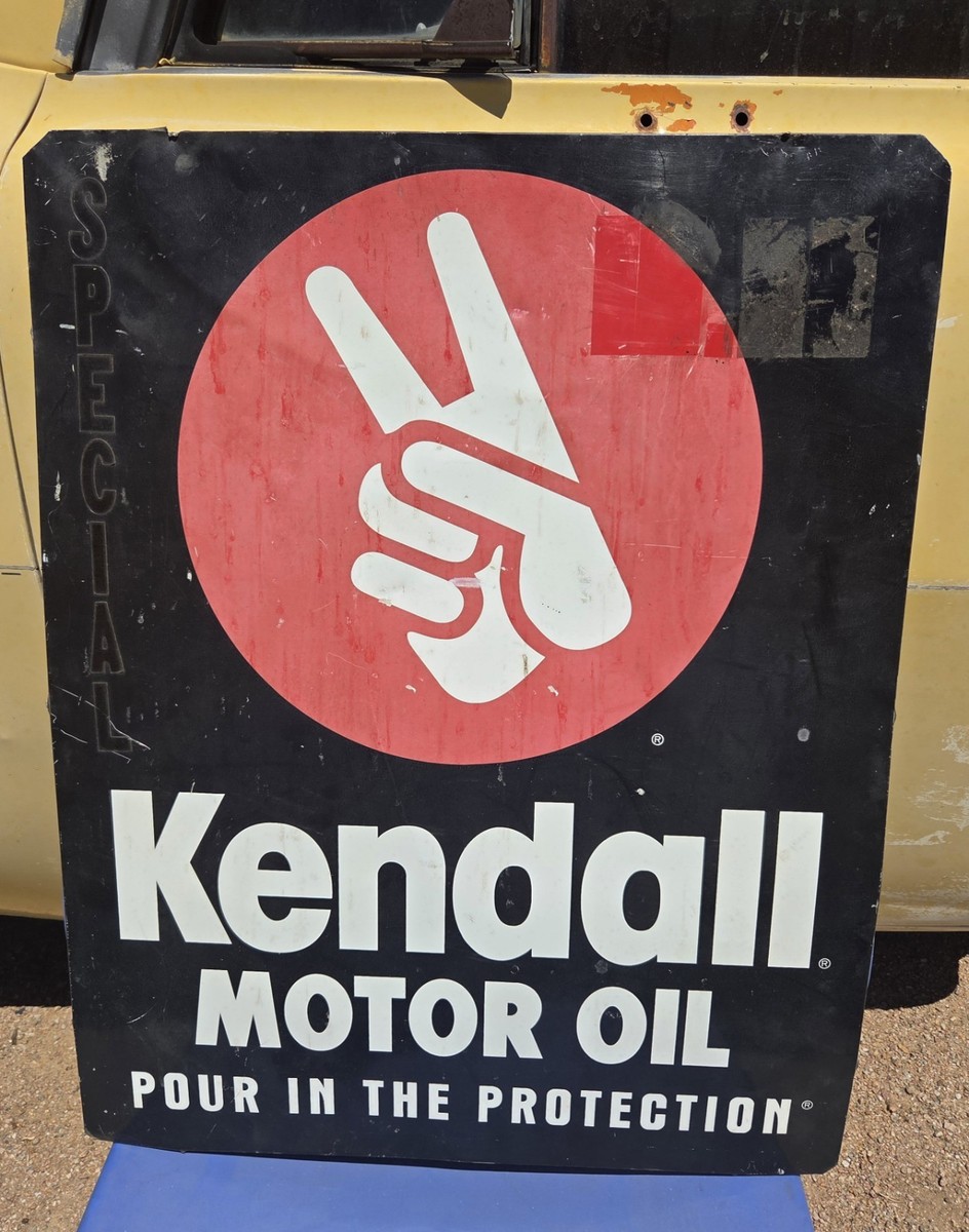Vintage Kendall Motor Oil Gas Station 2 Sided Metal Sign Special