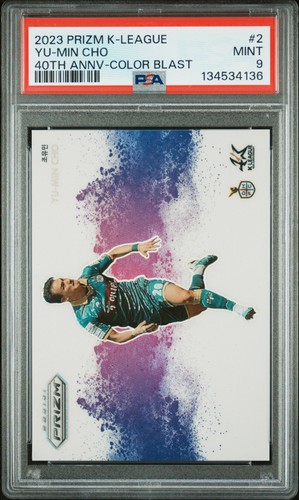 2023 PANINI PRIZM K-LEAGUE 40TH ANV COLOR BLAST #2 YU-MIN CHO PSA 9