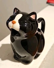 Black & White 4" Cat Creamer Vintage Takahashi Japan San Francisco Original Tag
