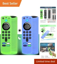 2-Pack Glow-in-the-Dark Firestick Remote Covers - Green & Blue Silicone Cases