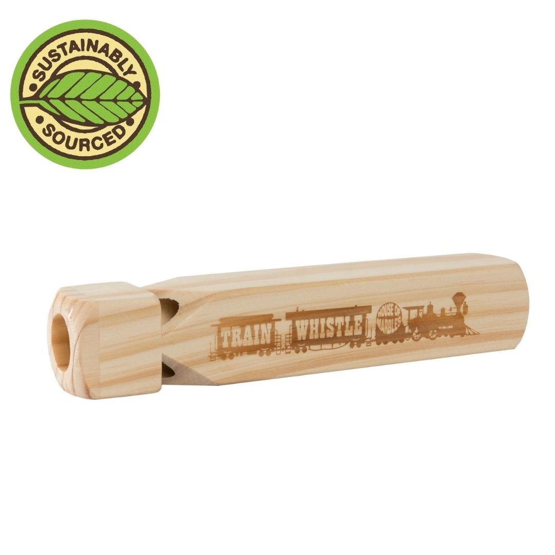 House of Marbles Wooden Train Whistle - Fun Musical Toy for Kids & Adults